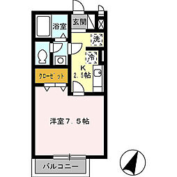 ＤーＲｏｏｍ大路セキュア県劇前 1階1Kの間取り