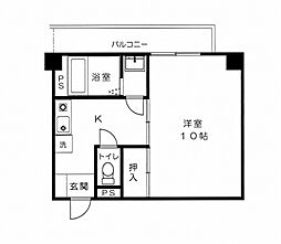 ＹビルIII 4階1Kの間取り