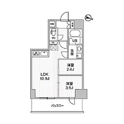 京成本線 千住大橋駅 徒歩1分の賃貸マンション 3階2LDKの間取り