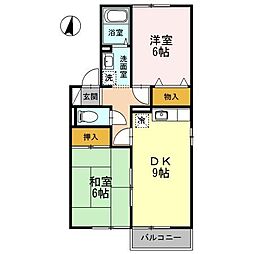 セジュールK 2DKの間取図画像