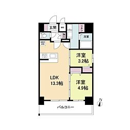 リヴェント福島野田 10階2LDKの間取り