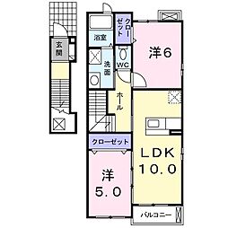 クレバー　レンドＢ 2階2LDKの間取り
