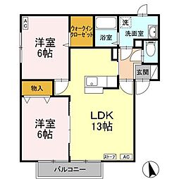 ＶｉｎｅーＹａｒｄ　Ｂｌｏｏｍ 1階2LDKの間取り