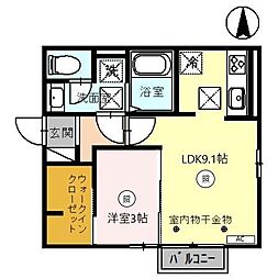 ポアロ2 1LDKの間取図画像