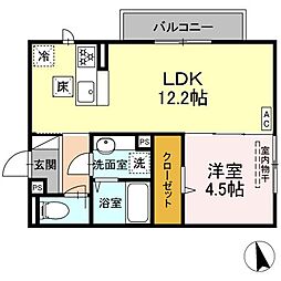 メゾングランレーヴ　B棟 1階1LDKの間取り