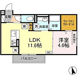 メゾングランレーヴ　B棟 1階1LDKの間取り