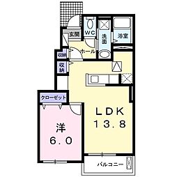 サンクレール1番館 1LDKの間取図画像