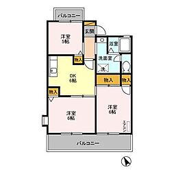 グランドサン 壱弐参伍番館 1階3DKの間取り