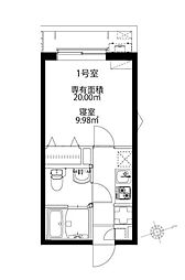 スカイヒルズ春日部 1Kの間取図画像