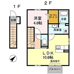 テロワール参番館 1LDKの間取図画像