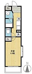 ヌーベル 1Kの間取図画像