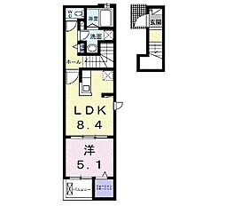 川越市大字木野目アパート 1DKの間取図画像
