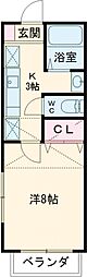 イーストキャッスル 1Kの間取図画像