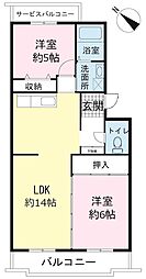 アヴニールドゥモエ 2LDKの間取図画像
