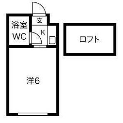 ベルシティ米ヶ袋 1Kの間取図画像