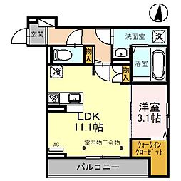 JR高崎線 高崎駅 徒歩11分の賃貸アパート 2階1LDKの間取り