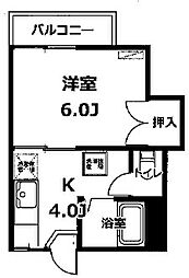チェリーハイツＢ 2階1Kの間取り