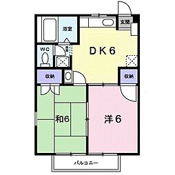 サンルート満濃 1階2DKの間取り