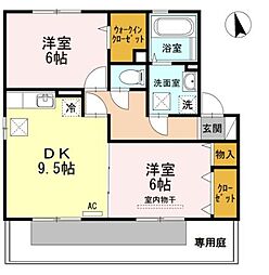 ラリヴィエールヴィラージュ2 2DKの間取図画像