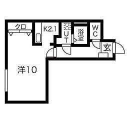 ボヌール17 403 4階1Kの間取り
