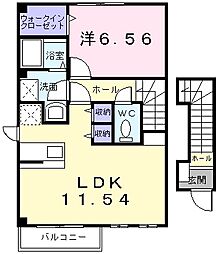ハッピーライフＢ 2階1LDKの間取り