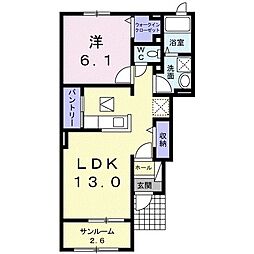リセ・グラン 1LDKの間取図画像