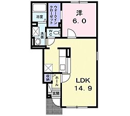ル・アンフレ 1LDKの間取図画像