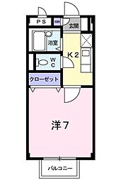 サウスコーポV 1階1Kの間取り
