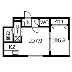 プリマクラッセ 1LDKの間取図画像