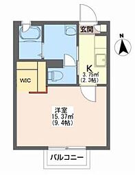 キプロス樋口 1Kの間取図画像