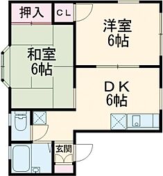 ドルフ川平 2DKの間取図画像
