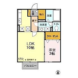 クオーレB 1LDKの間取図画像