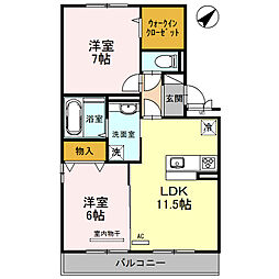 D-room パストラーレ　II 305 3階2LDKの間取り