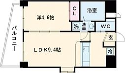 熊本市電A系統 神水交差点駅 徒歩7分の賃貸マンション 7階1LDKの間取り