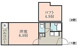 JR豊肥本線 東海学園前駅 徒歩18分の賃貸アパート 1階1Kの間取り