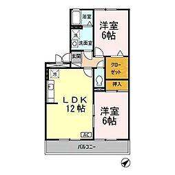 クレール徳力 2LDKの間取図画像