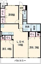 ドエルヴィラ本城 3LDKの間取図画像