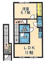 すまいる42 2階1LDKの間取り