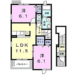 リジェールメゾン 2LDKの間取図画像