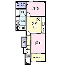 J-シャモニーフォレストA 2DKの間取図画像