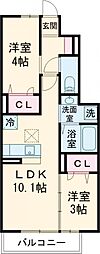 トレス古前 2LDKの間取図画像