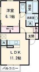 パサージュIII 1階1LDKの間取り