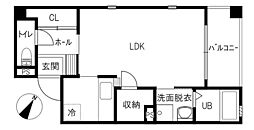 ゼフィール石引 1Kの間取図画像