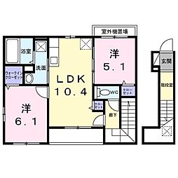 プラム江坂 2LDKの間取図画像