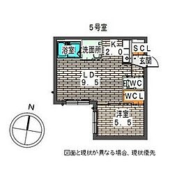 Elle Cube学園前(エルキューブ学園前) 4階1LDKの間取り