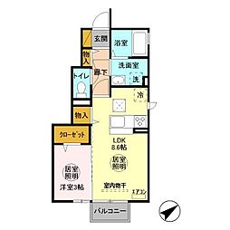 ソフィア　A 1階1LDKの間取り