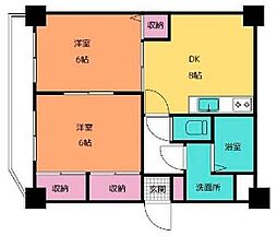 フローレス大道 2DKの間取図画像