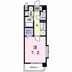 ａｕｂｅ春の町 4階1Kの間取り