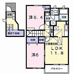 エクセレント・ヴィラC 2LDKの間取図画像