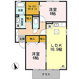 セジュールMIYA 2LDKの間取図画像